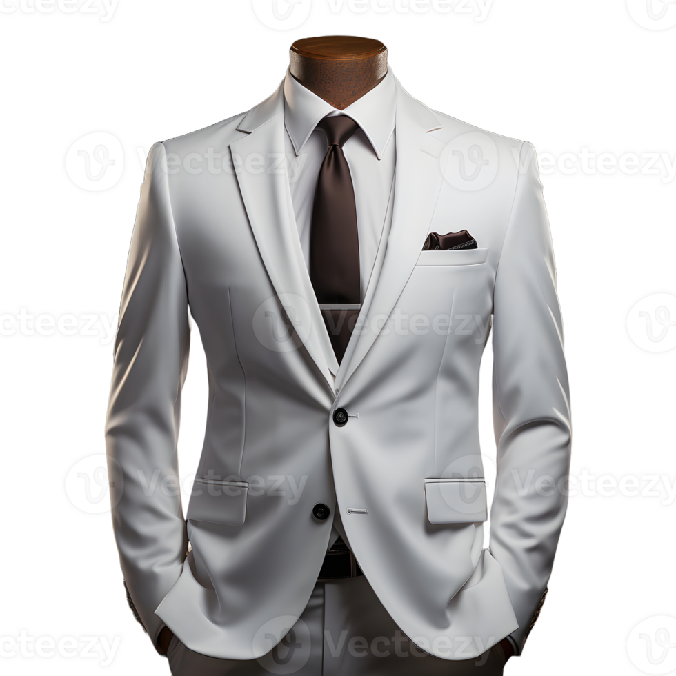 AI generated Elegant White Men's Formal Suit Isolated on Transparent Background. Generative Ai png