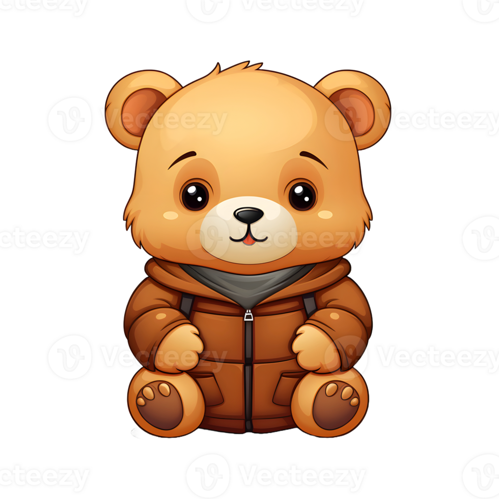 AI generated Cute Bear Cartoon Illustration Isolated on transparent Background. Teddy Bear Doll. Generative Ai png