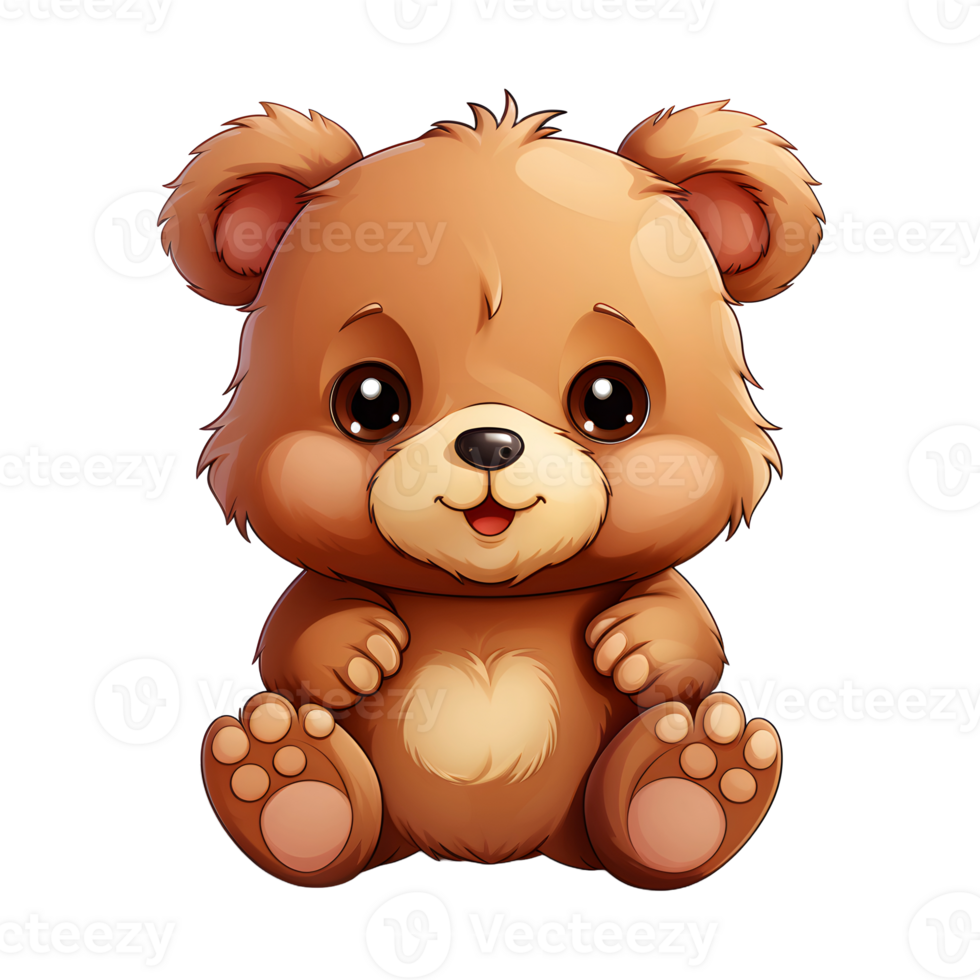 AI generated Cute Bear Cartoon Illustration Isolated on transparent Background. Teddy Bear Doll. Generative Ai png