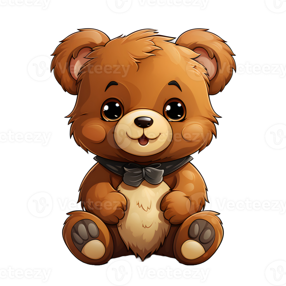 AI generated Cute Bear Cartoon Illustration Isolated on transparent Background. Teddy Bear Doll. Generative Ai png