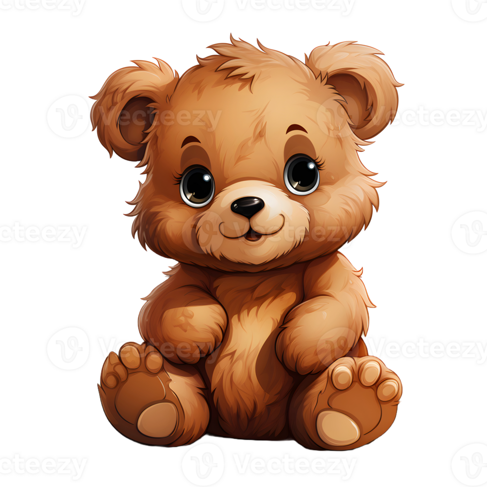 AI generated Cute Bear Cartoon Illustration Isolated on transparent Background. Teddy Bear Doll. Generative Ai png