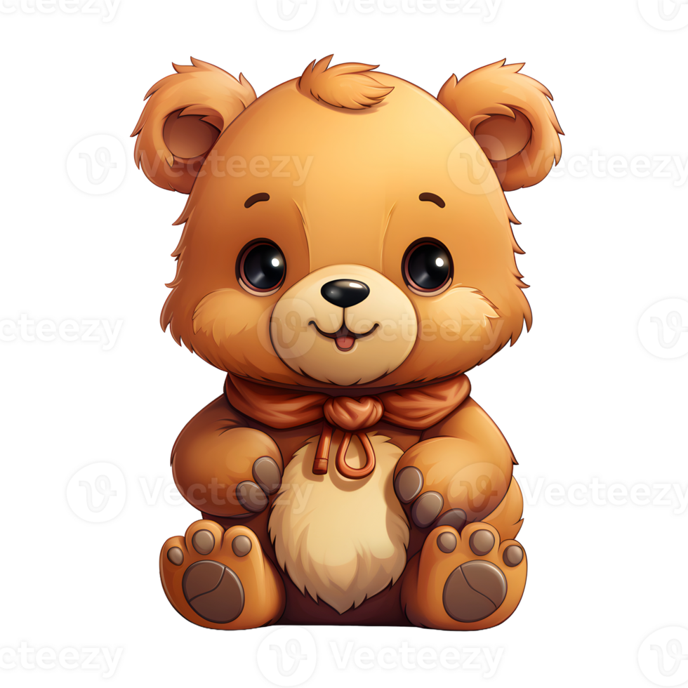 AI generated Cute Bear Cartoon Illustration Isolated on transparent Background. Teddy Bear Doll. Generative Ai png