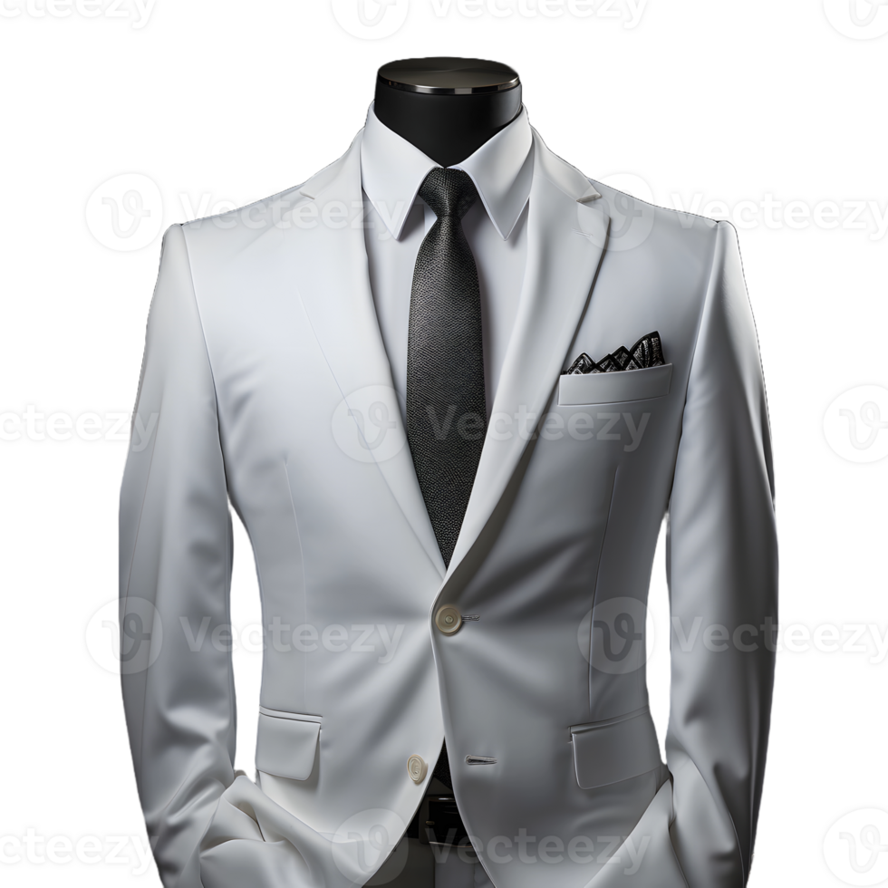 ai gerado elegante branco masculino formal terno isolado em transparente fundo. generativo ai png