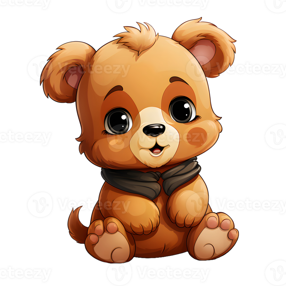 AI generated Cute Bear Cartoon Illustration Isolated on transparent Background. Teddy Bear Doll. Generative Ai png