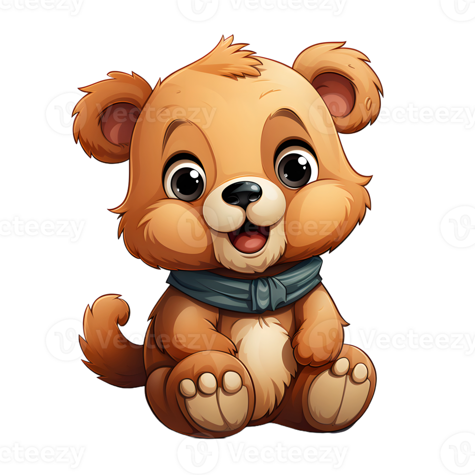 AI generated Cute Bear Cartoon Illustration Isolated on transparent Background. Teddy Bear Doll. Generative Ai png