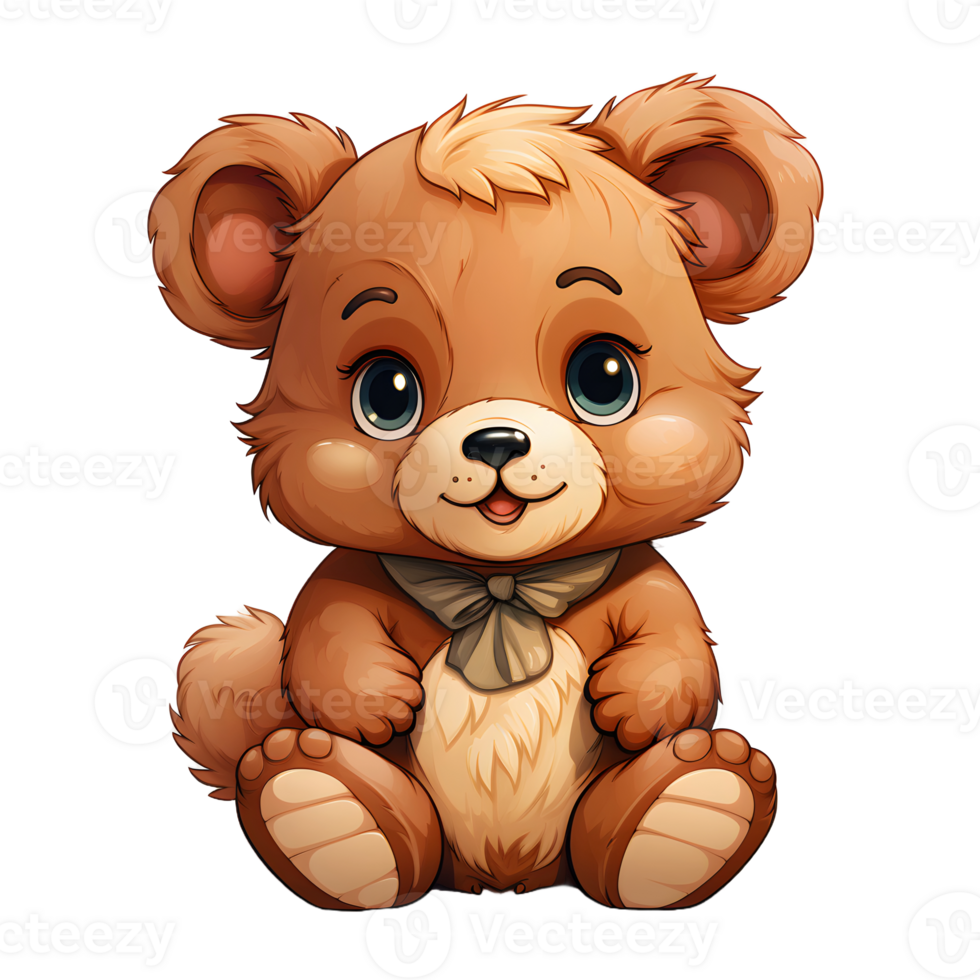 AI generated Cute Bear Cartoon Illustration Isolated on transparent Background. Teddy Bear Doll. Generative Ai png