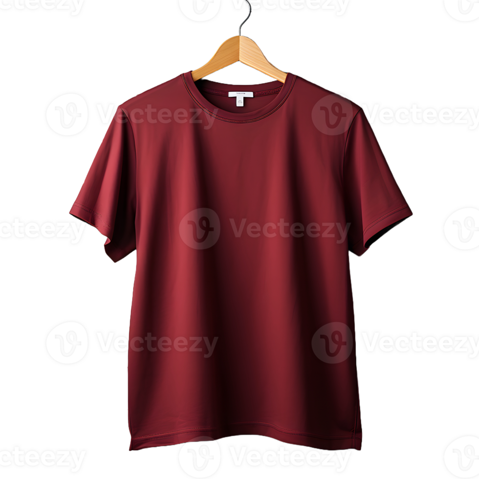 AI generated Blank Red T-shirt with Hanger Isolated on Transparent Background. Short Sleeve T-shirt. Generative Ai png