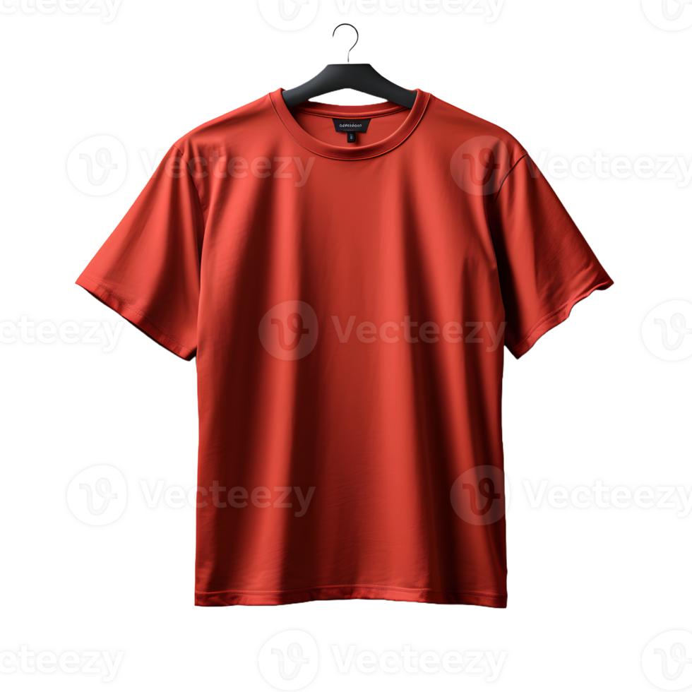 AI generated Blank Red T-shirt with Hanger Isolated on Transparent Background. Short Sleeve T-shirt. Generative Ai png