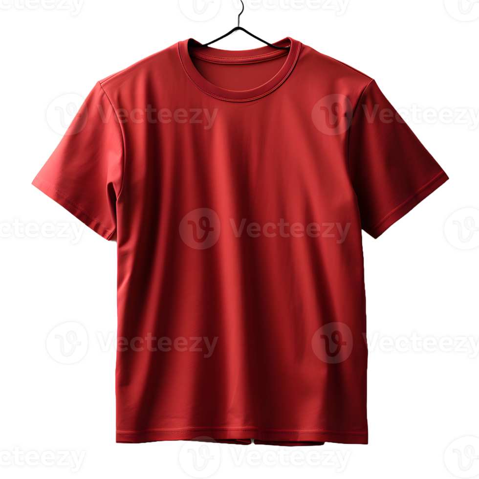 AI generated Blank Red T-shirt with Hanger Isolated on Transparent Background. Short Sleeve T-shirt. Generative Ai png