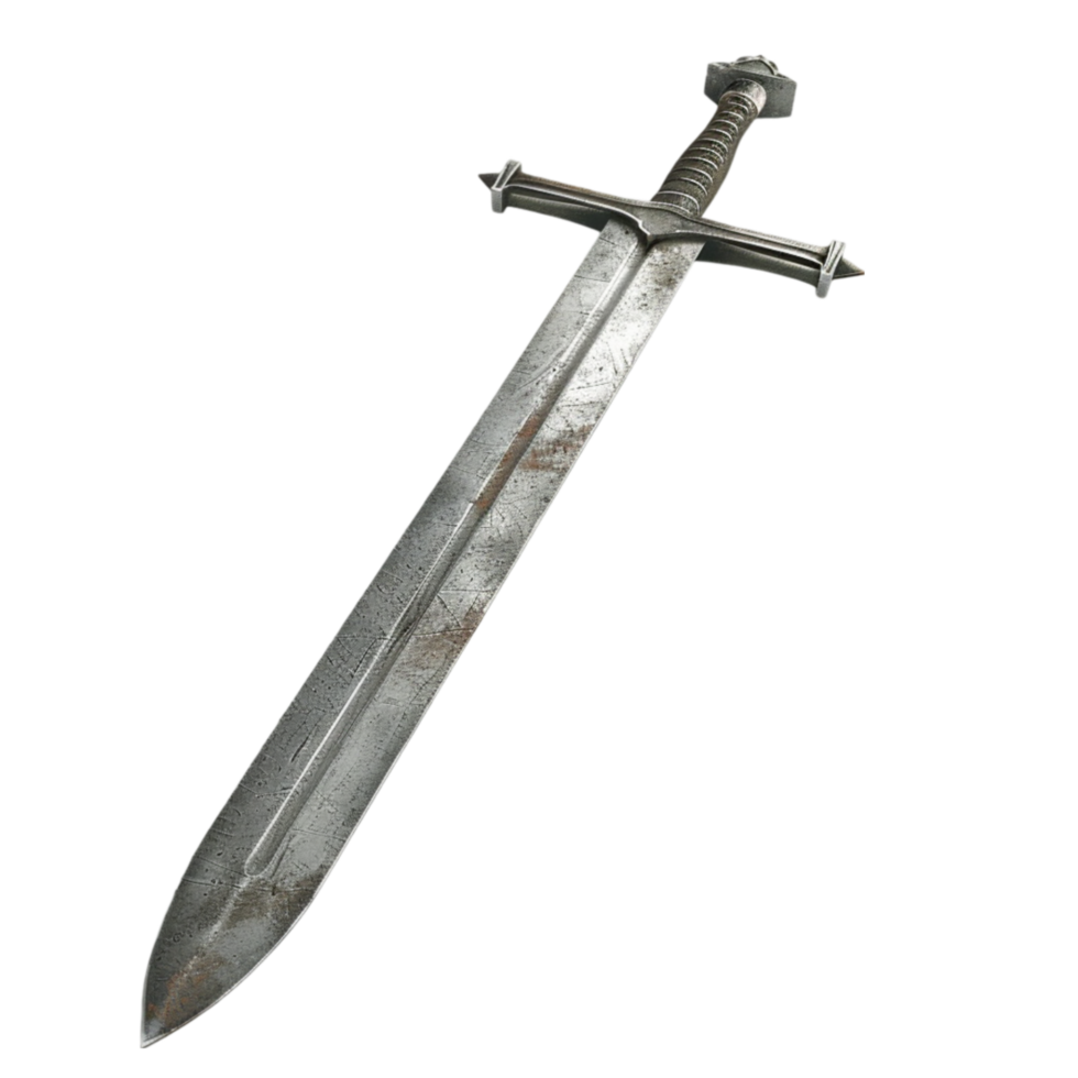 AI generated Authentic Medieval Sword Isolated on Transparent Background for True Historical Enthusiasts and Collectors generative AI png