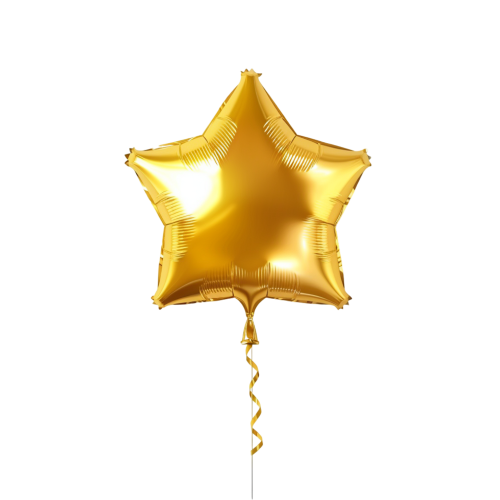 AI generated Gold star balloon for party and  celebration  isolated on transparent background   generative AI png
