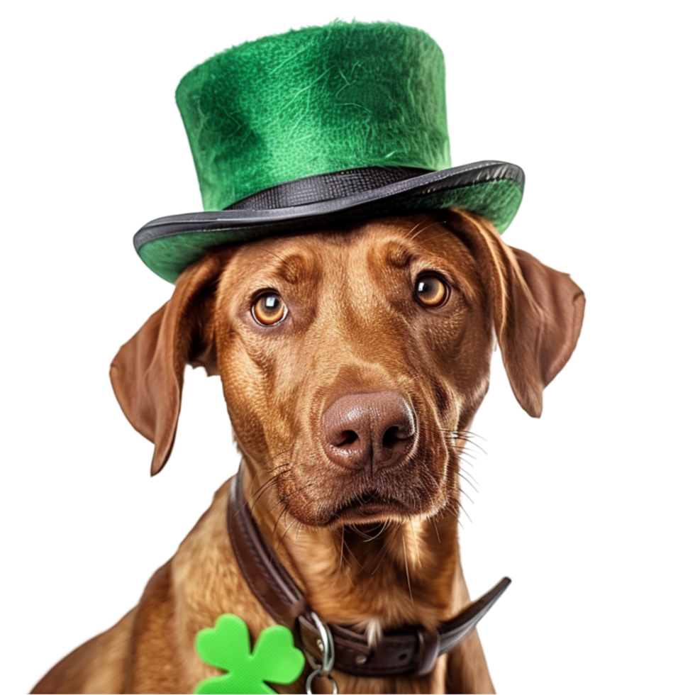 AI generated Dog with green cap generative AI png