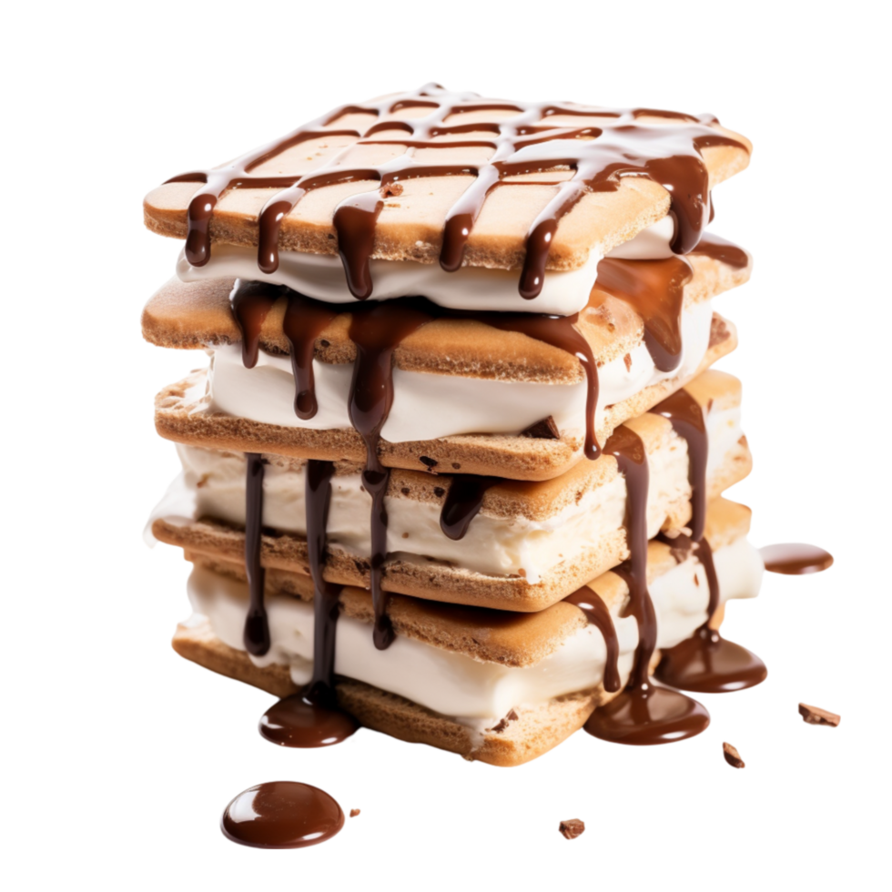 AI generated Cold Coffee Dessert Cream Chocolate Biscuits isolated on transparent background generative AI png