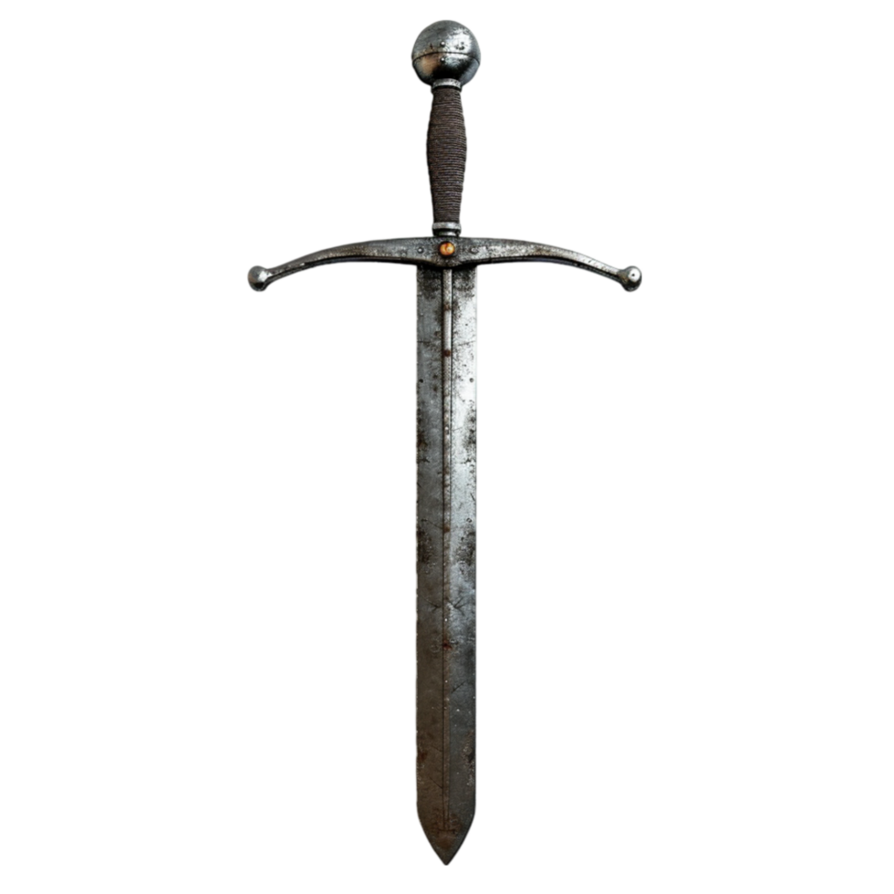 AI generated Crafted Medieval Sword with Transparent Background for Authentic Reenactments and Historical Displays generative AI png