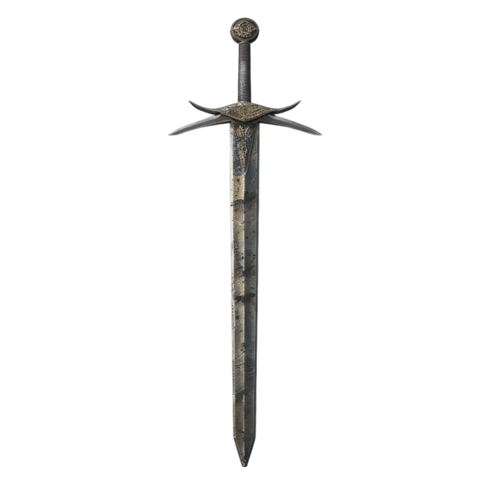 AI generated Historically Accurate Medieval Sword Replica Isolated on Transparent Background for Perfect Display and Study generative AI png