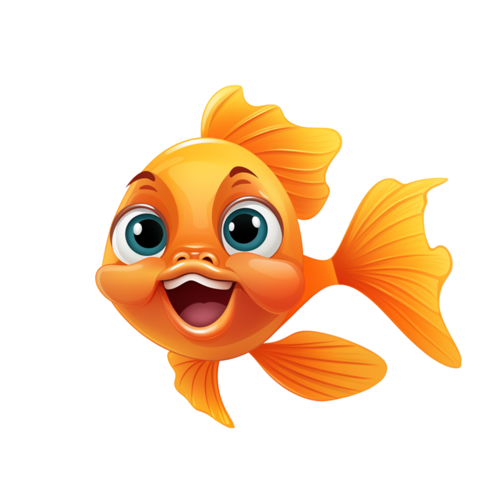 AI generated cartoon yellow  fish  isolated on transparent background   generative AI png