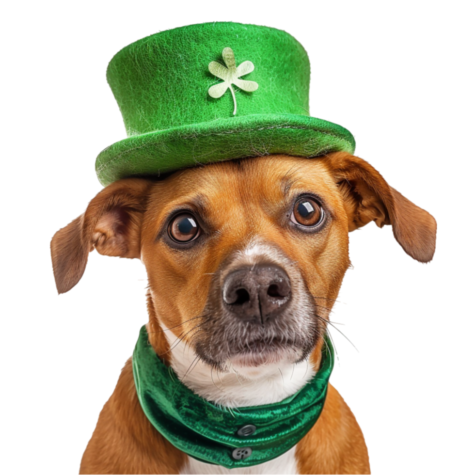 ai gegenereerd hond hoofd st patricks dag groen dier vakantie achtergrond geïsoleerd Aan transparant achtergrond generatief ai png