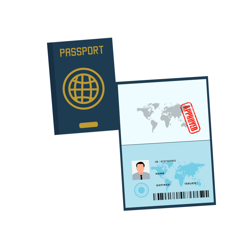 passport and visa on transparent background png