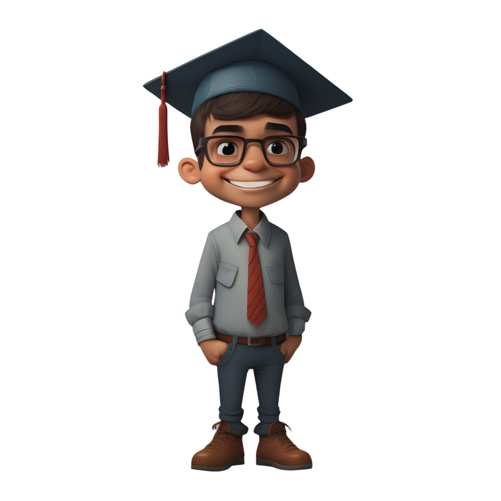 cartoon graduate boy with glasses and tie png