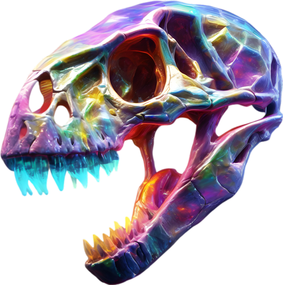 AI generated Colorful crystal skull, Close-up image of a colorful crystal skull. png