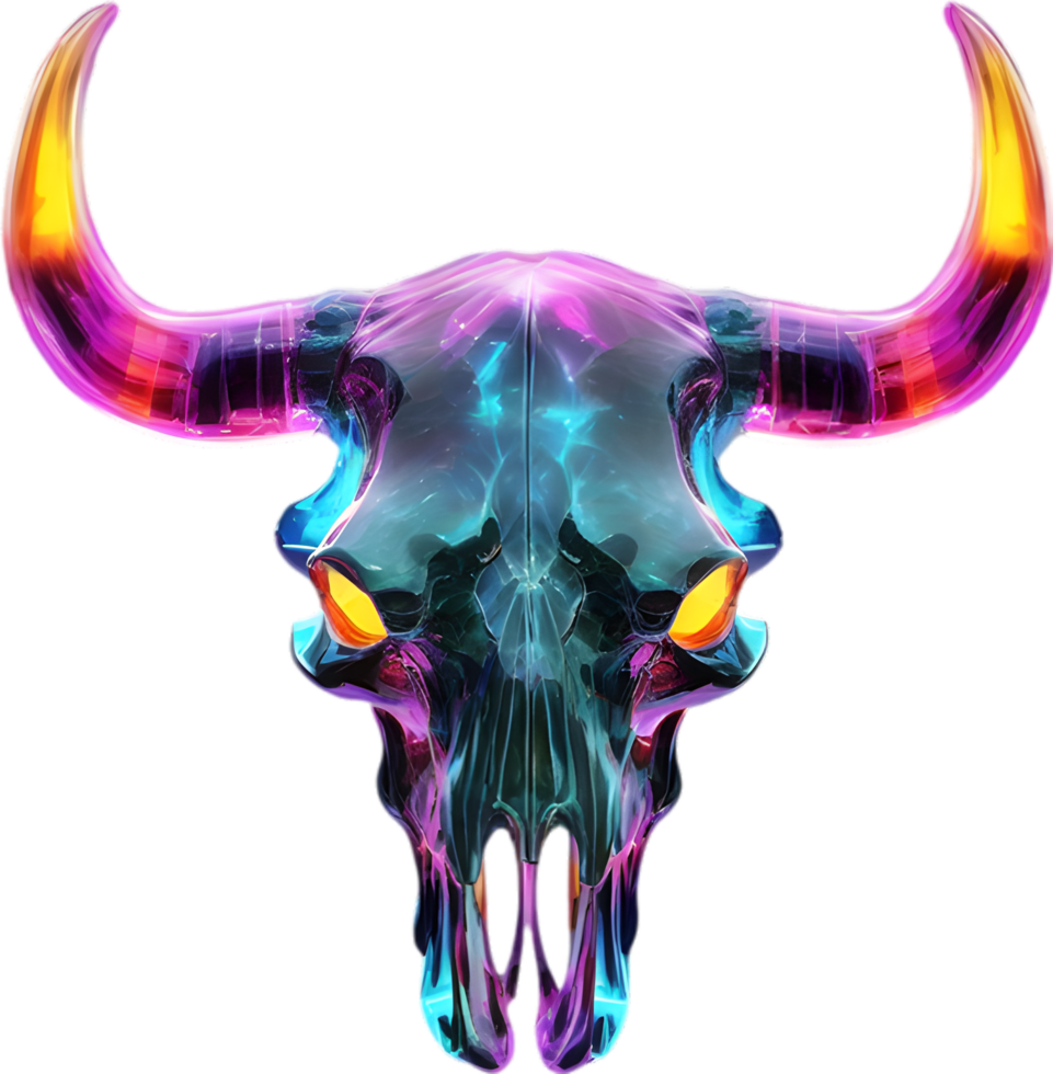 AI generated Colorful crystal skull, Close-up image of a colorful crystal skull. png