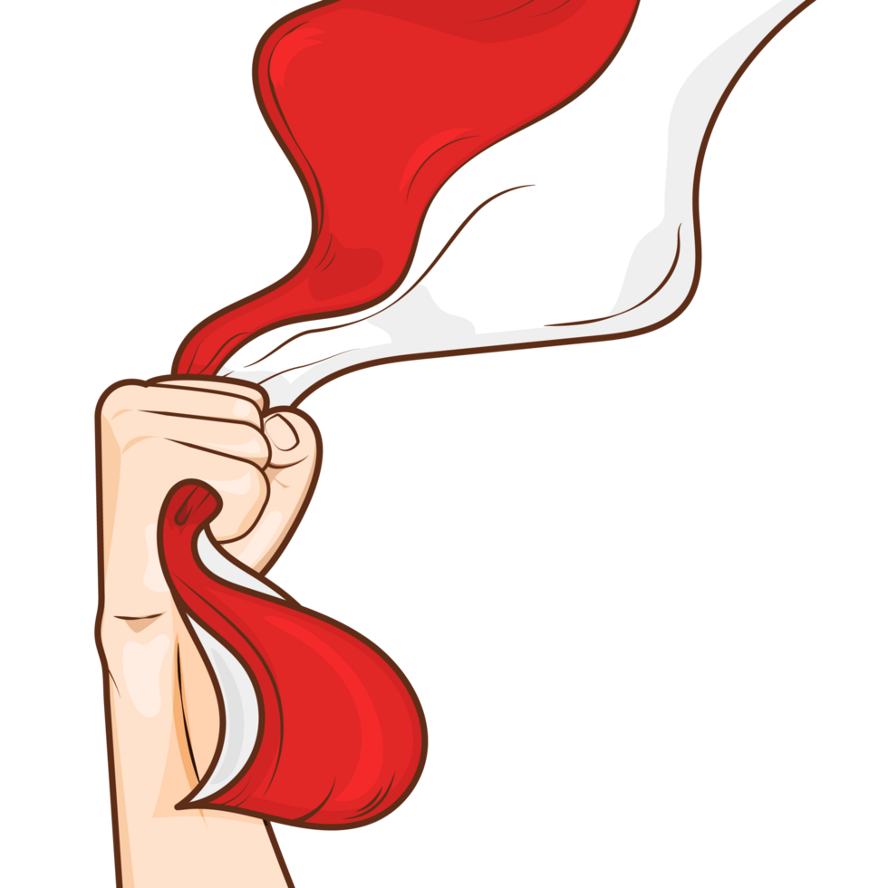 Cartoon Hand Holding Pose with Indonesian Flag png