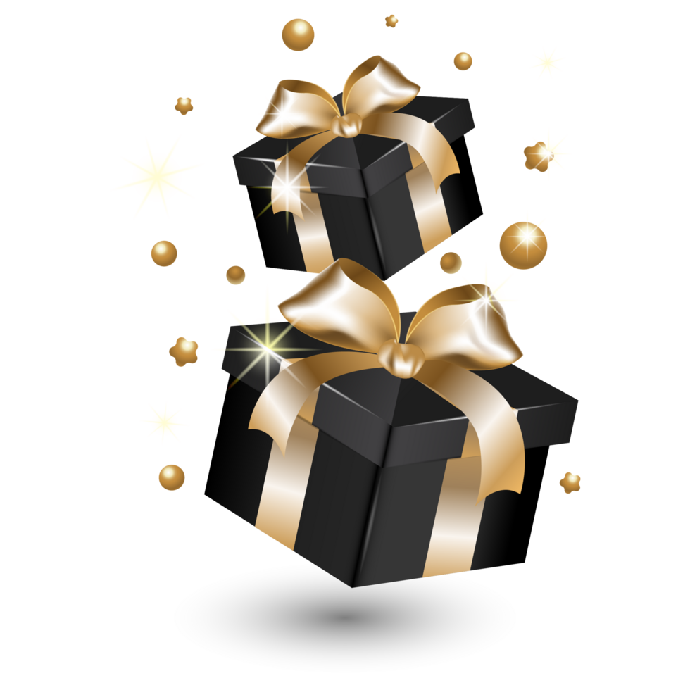 Black and Gold Gift Box Clip art png