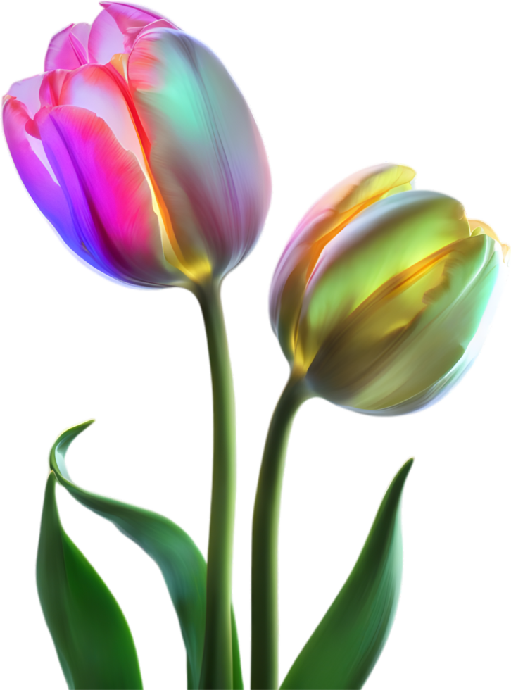 AI generated Glowing Tulip, Close-up image of Glowing tulip flower. png