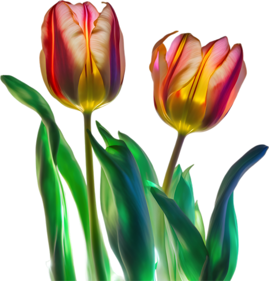 AI generated Glowing Tulip, Close-up image of Glowing tulip flower. png