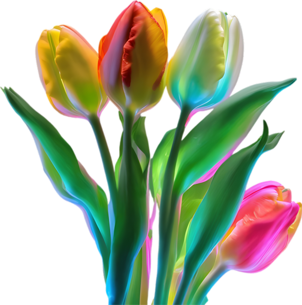 AI generated Glowing Tulip, Close-up image of Glowing tulip flower. png