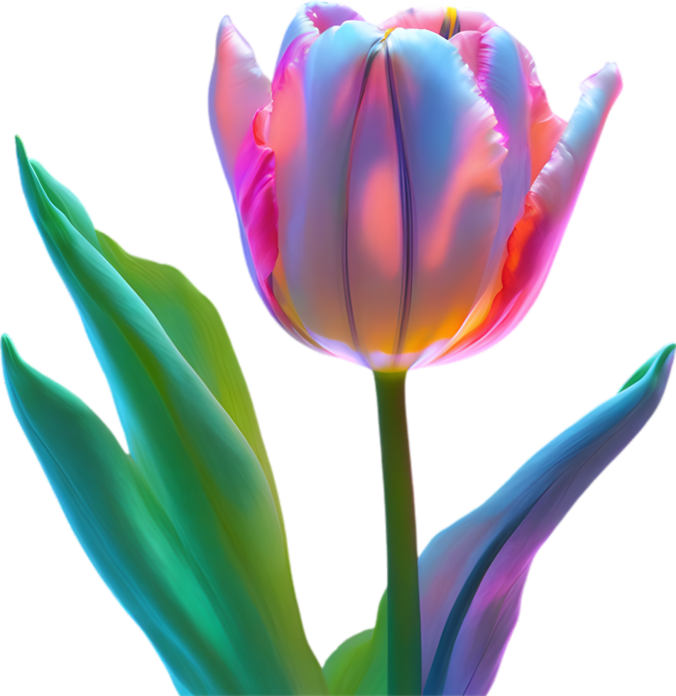 AI generated Glowing Tulip, Close-up image of Glowing tulip flower. png