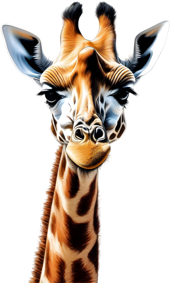 AI generated Colored-pencil sketch of a giraffe. png
