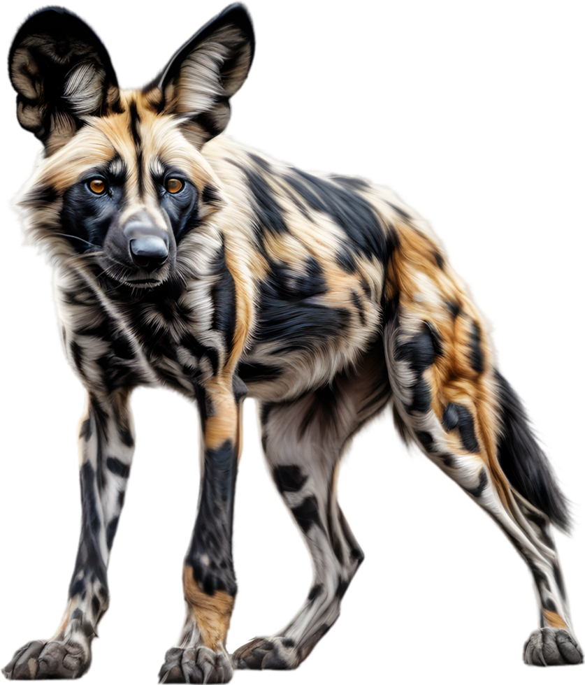 AI generated Colored-pencil sketch of an African Wild Dog. png