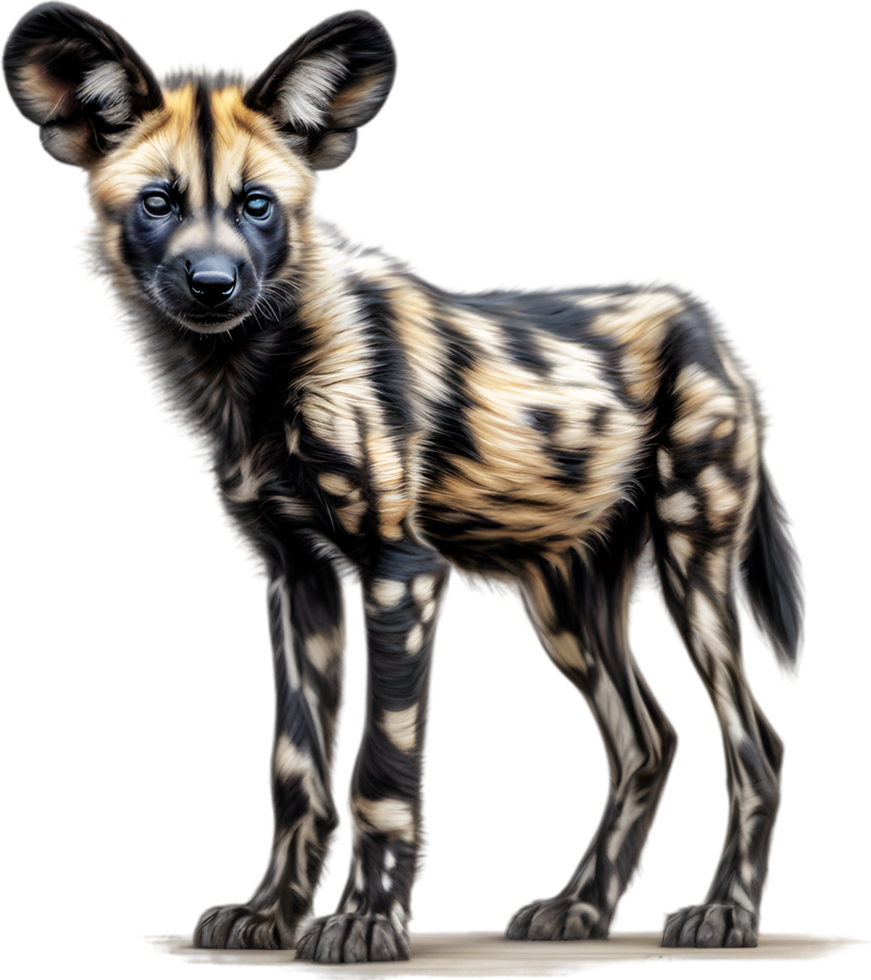 AI generated Colored-pencil sketch of an African Wild Dog. png