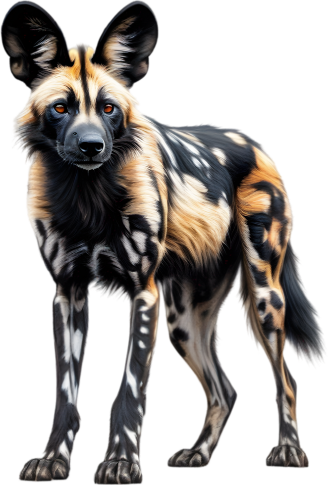 AI generated Colored-pencil sketch of an African Wild Dog. png