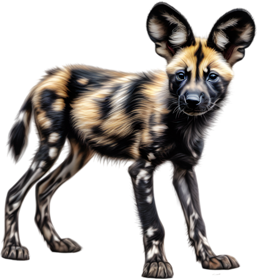 AI generated Colored-pencil sketch of an African Wild Dog. png