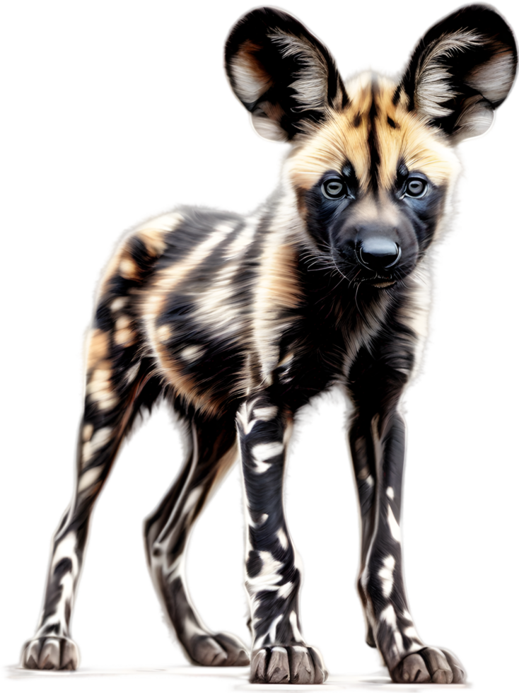 AI generated Colored-pencil sketch of an African Wild Dog. png