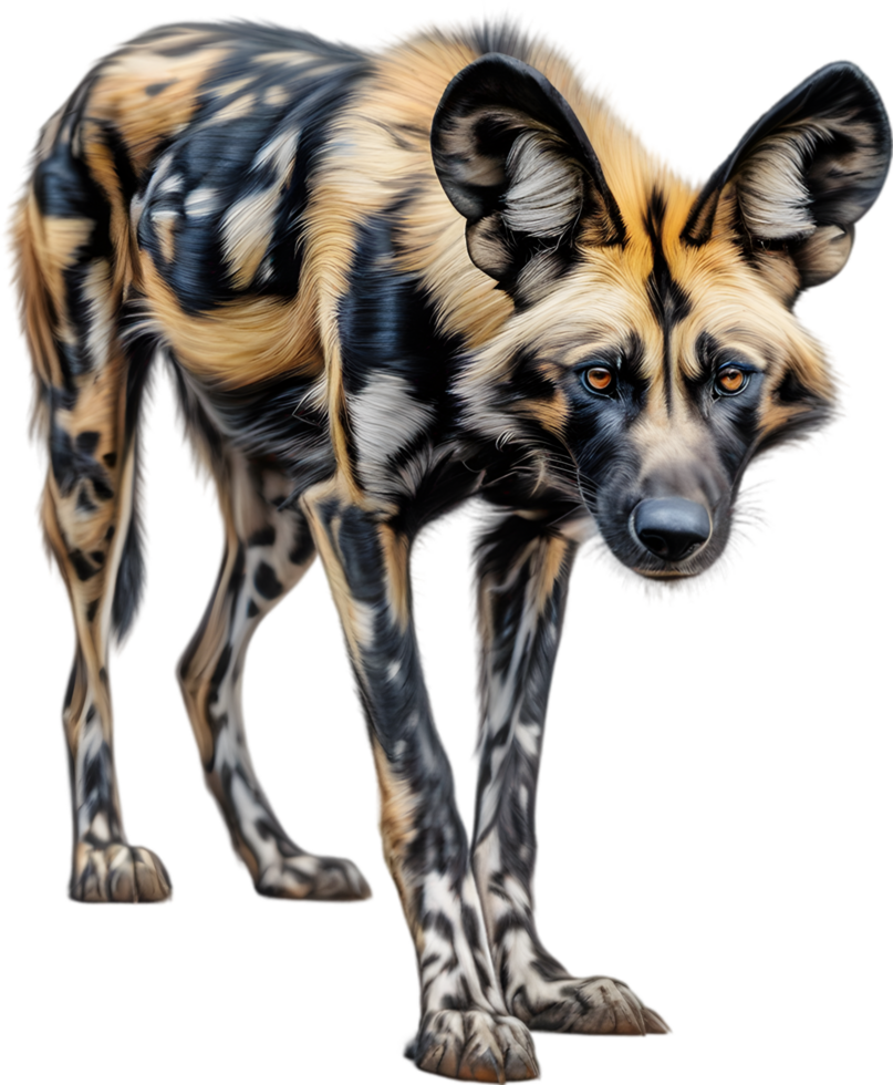 AI generated Colored-pencil sketch of an African Wild Dog. png