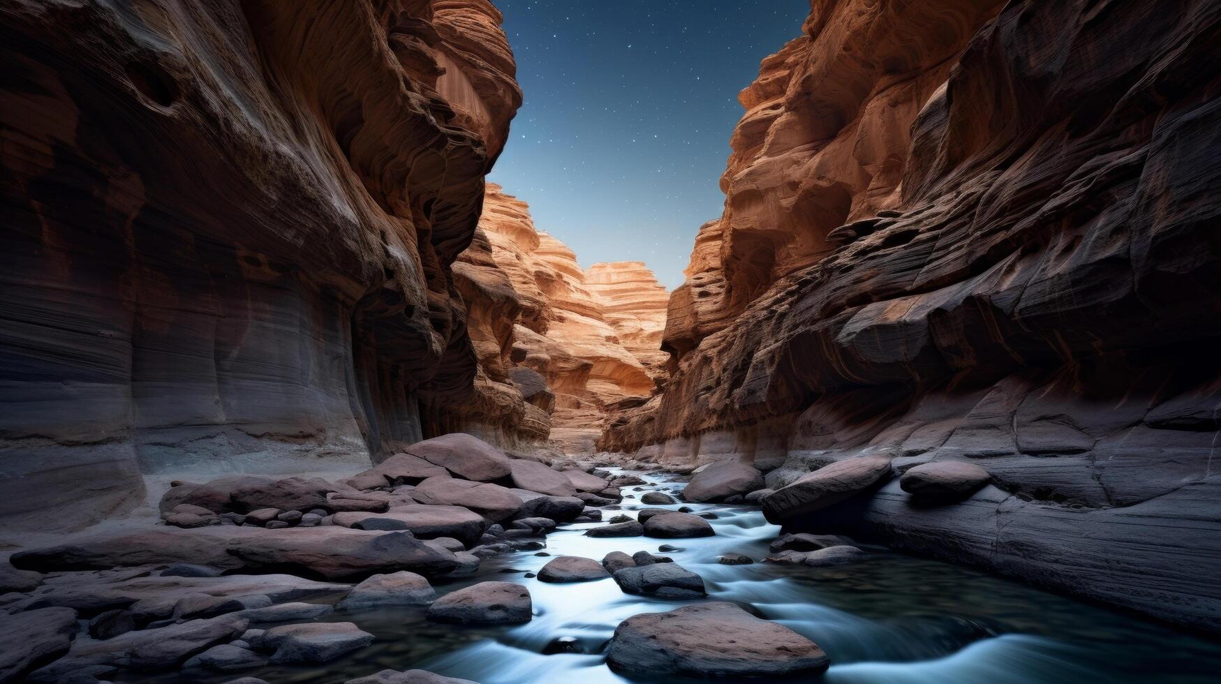 AI generated Long exposure canyon landscape background photo