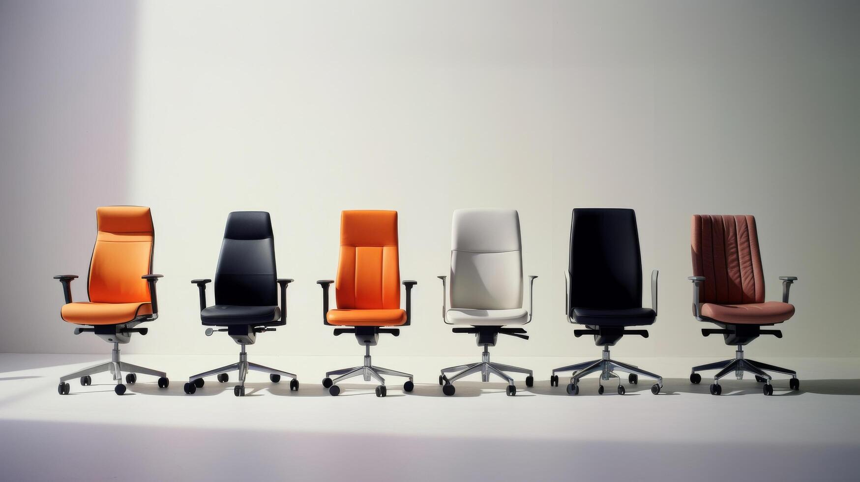 AI generated Well organized office chairs in a series display photo