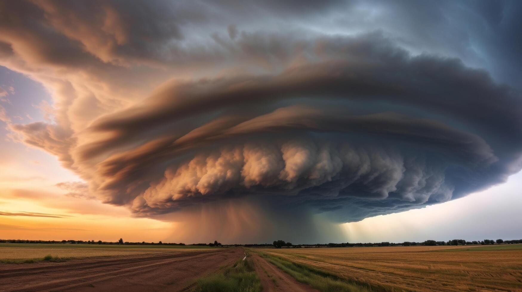 AI generated Sky filled with dramatic clouds before a storm photo