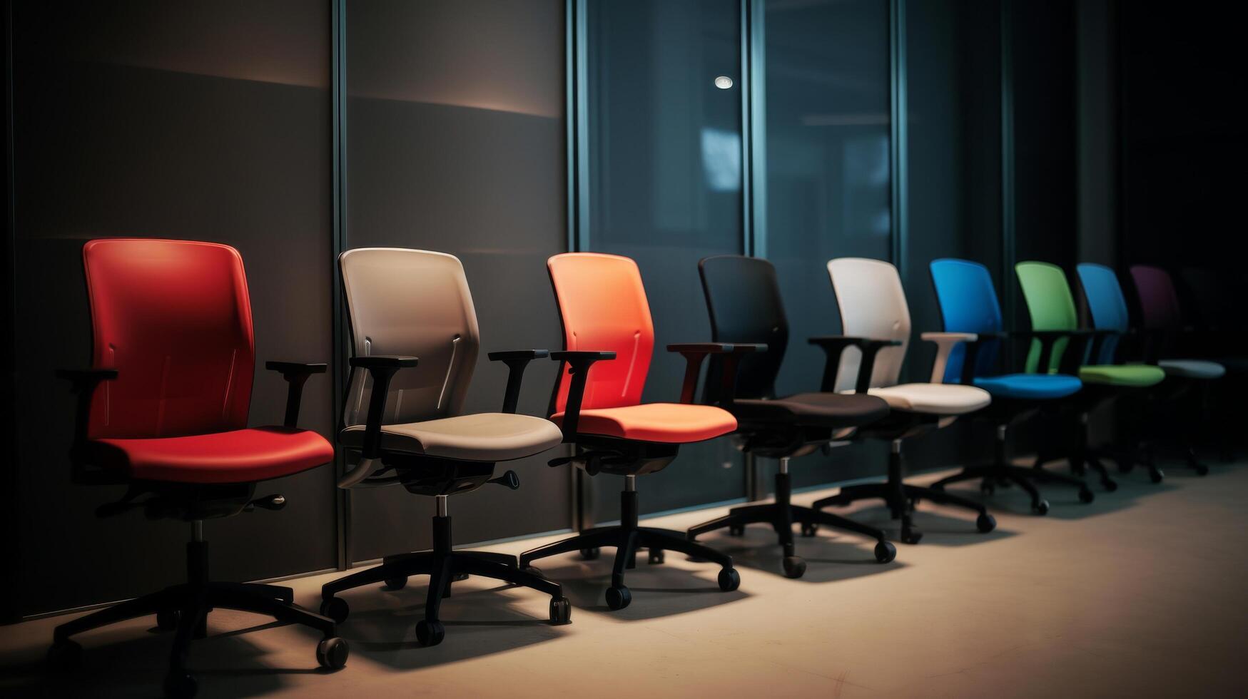 AI generated Neat arrangement of office chairs in a series photo