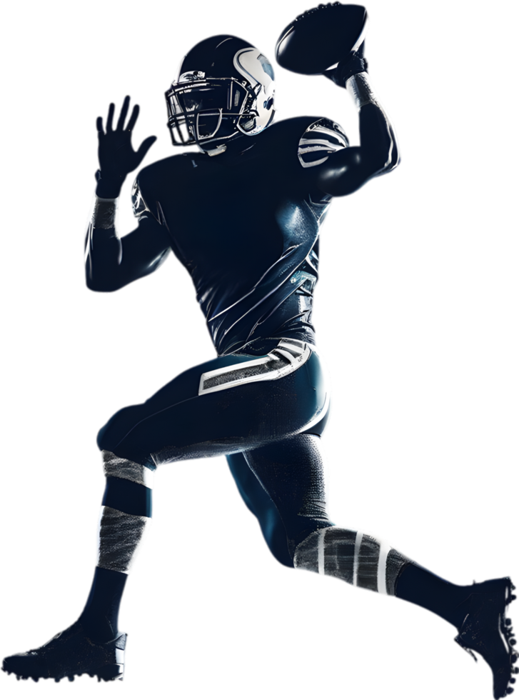 AI generated Silhouette icon of an American football player. png