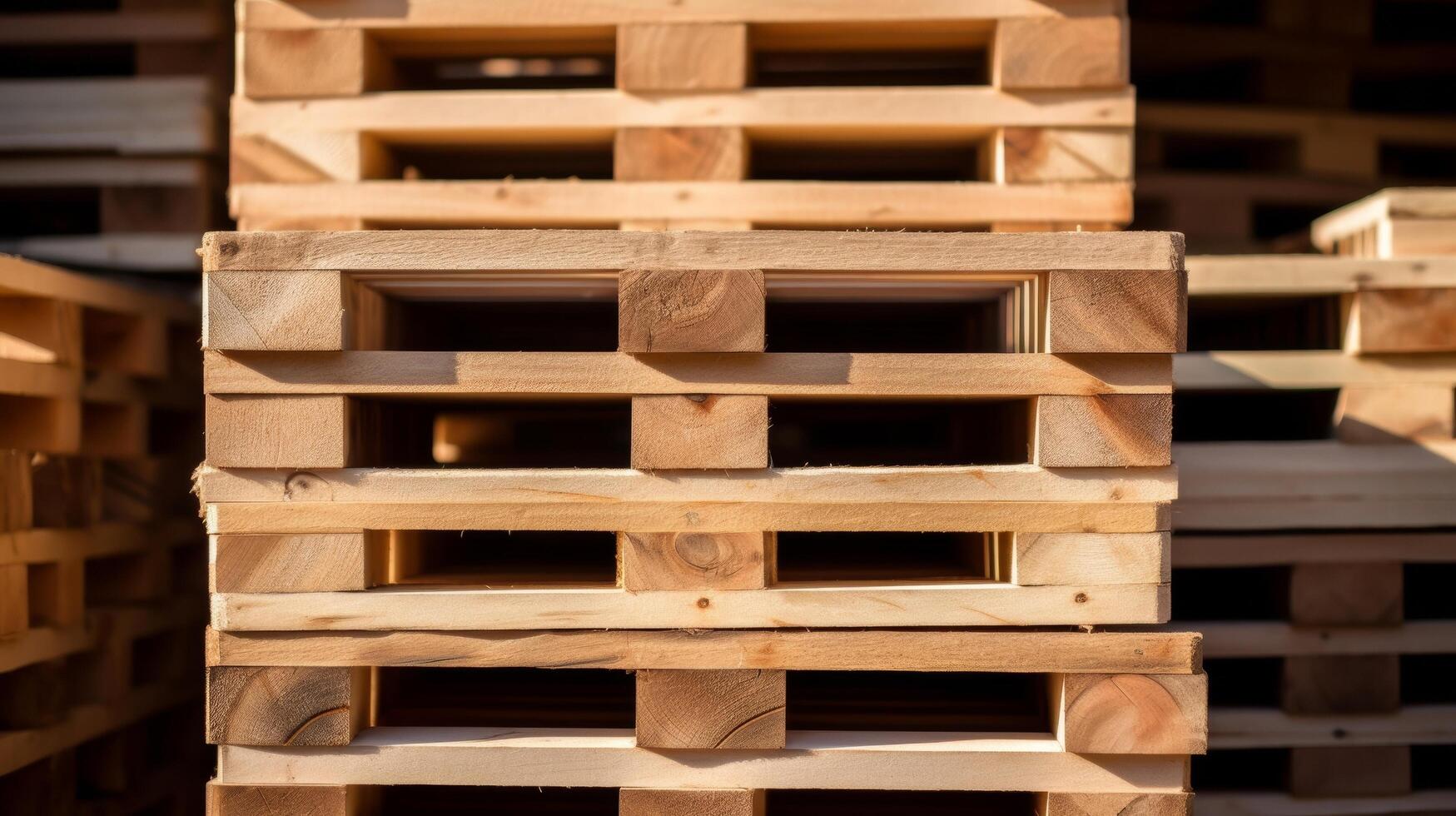 AI generated Wooden crates stacked for apple storage photo