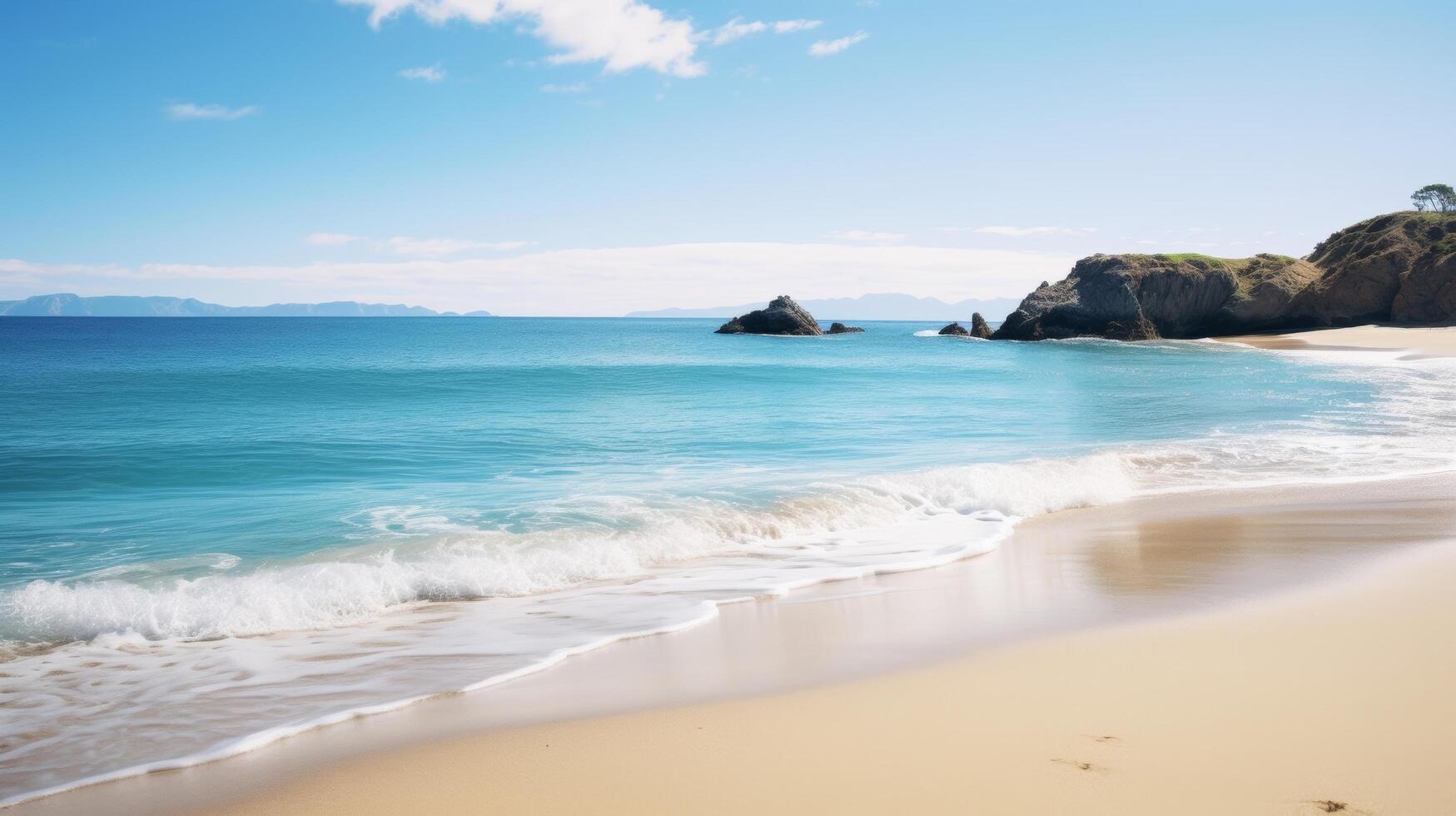 ai generado naturaleza escena de un claro azul cielo y tranquilo playa foto