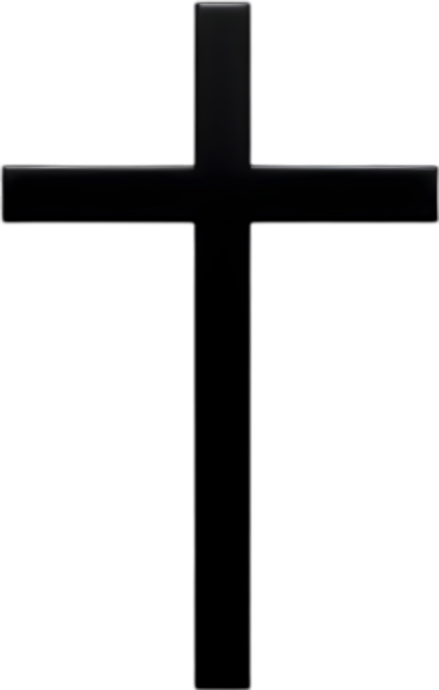 AI generated Black Christian cross icon design in a minimalist style. png
