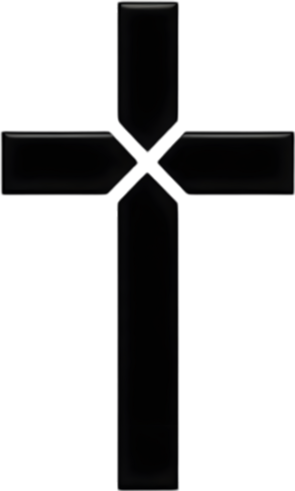 AI generated Black Christian cross icon design in a minimalist style. png