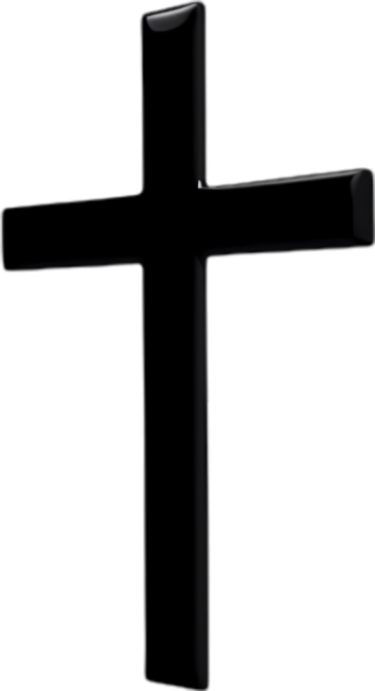 AI generated Black Christian cross icon design in a minimalist style. png