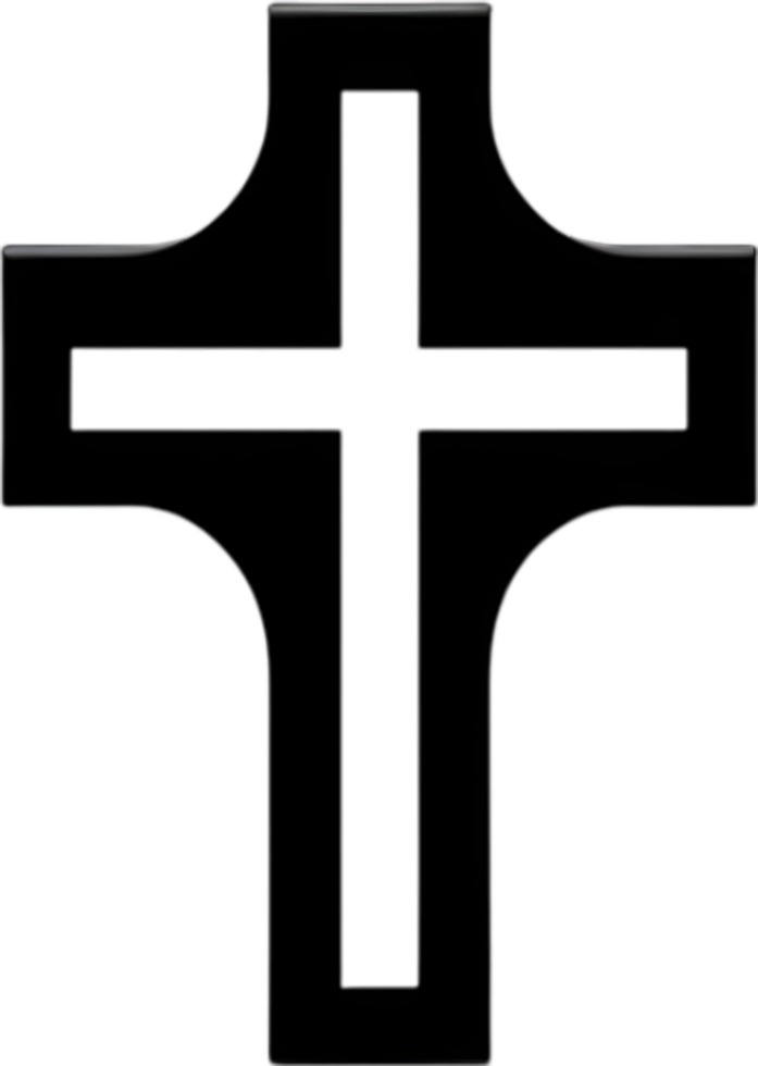 AI generated Black Christian cross icon design in a minimalist style. png