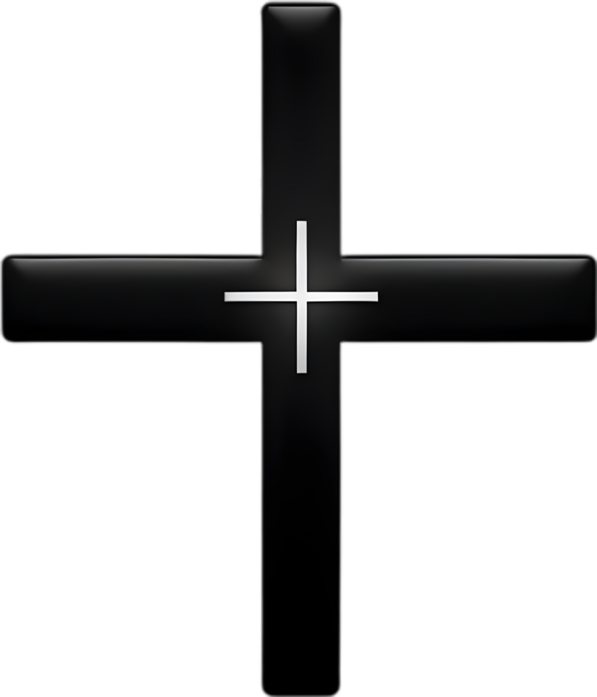 AI generated Black Christian cross icon design in a minimalist style. png